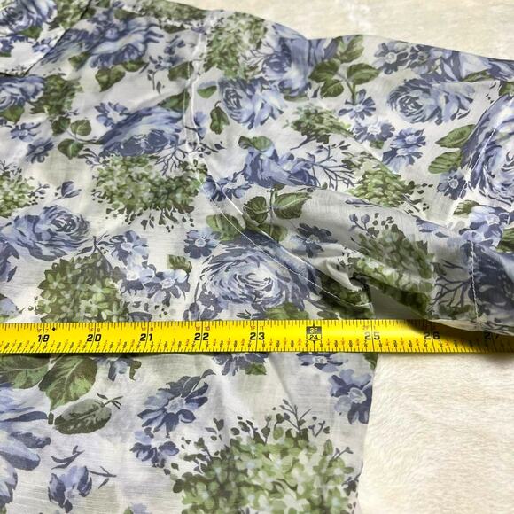 Levi's Spring Floral Blouse Women's XL Pale Blue Green Sheer Pastel White Easter - Picture 7 of 9